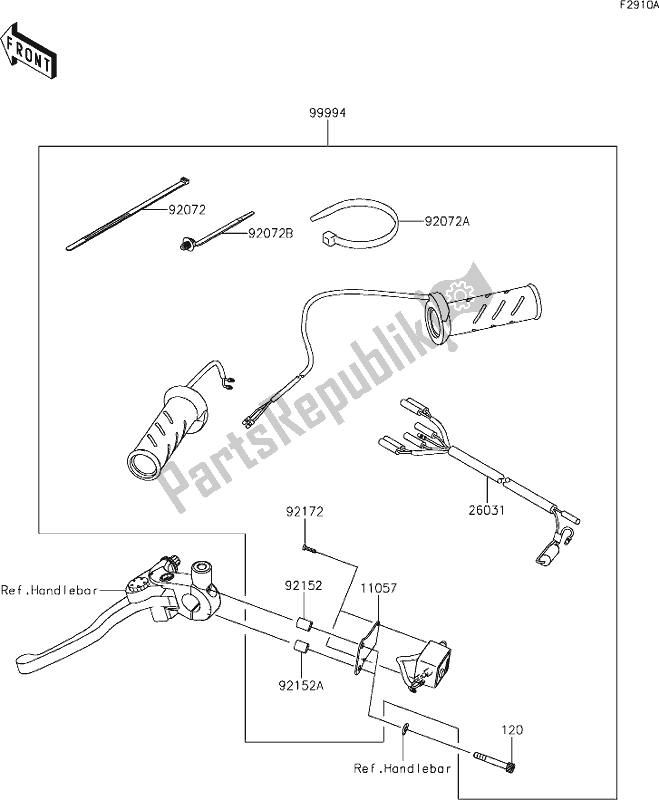 Tutte le parti per il 64 Accessory(grip Heater) del Kawasaki KLE 650 Versys Lams 2019