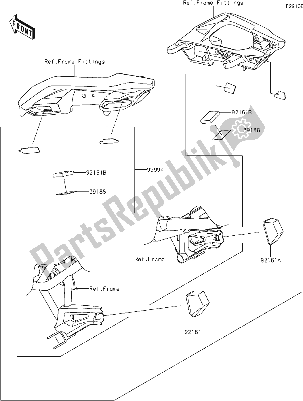 Tutte le parti per il 68 Accessory(bag Fitting Kit) del Kawasaki KLE 650 Versys Lams 2019