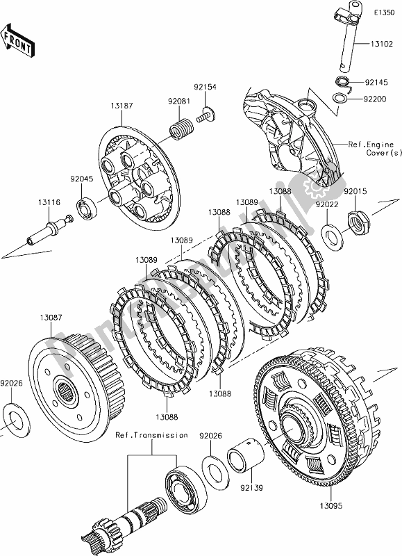 All parts for the 10 Clutch of the Kawasaki KLE 650 Versys L 2018