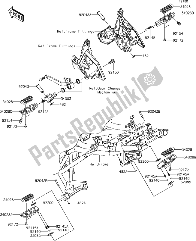 Tutte le parti per il 33 Footrests del Kawasaki KLE 650 Versys L 2018