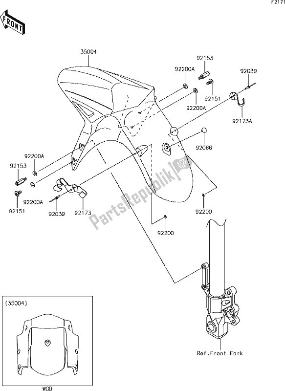 Alle onderdelen voor de 34 Front Fender(s) van de Kawasaki KLE 650 Versys L 2018