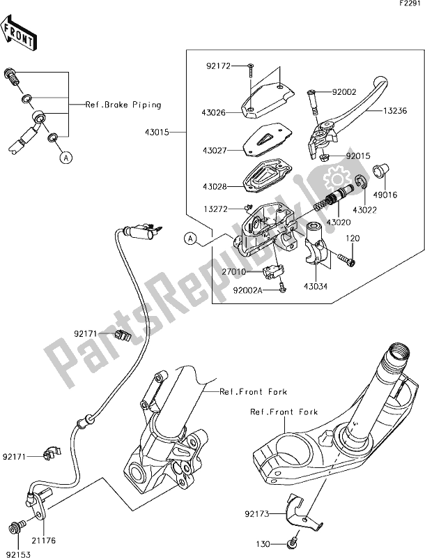 All parts for the 42 Front Master Cylinder of the Kawasaki KLE 650 Versys L 2018