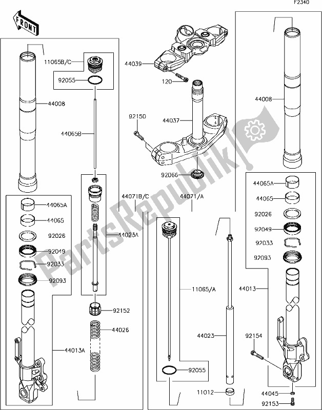 Alle onderdelen voor de 47 Front Fork van de Kawasaki KLE 650 Versys L 2018