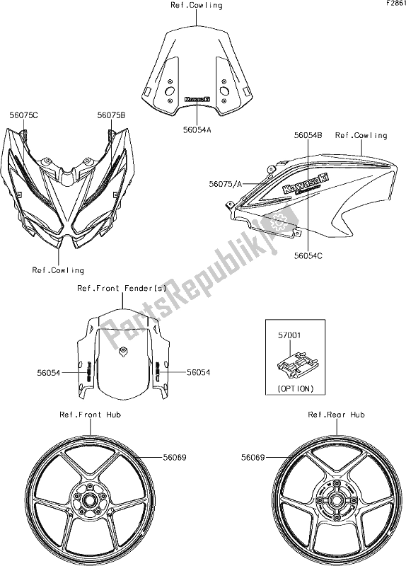 All parts for the 61 Decals(fhf) of the Kawasaki KLE 650 Versys L 2018