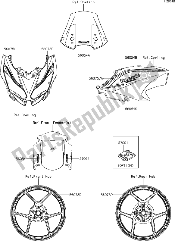 Todas as partes de 63 Decals(fjf) do Kawasaki KLE 650 Versys L 2018