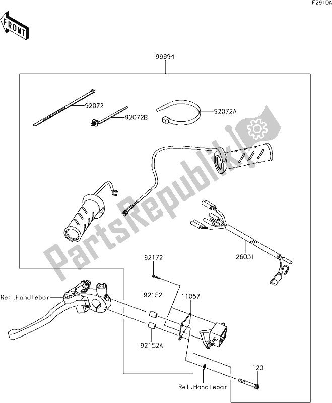 Alle onderdelen voor de 67 Accessory(grip Heater) van de Kawasaki KLE 650 Versys L 2018