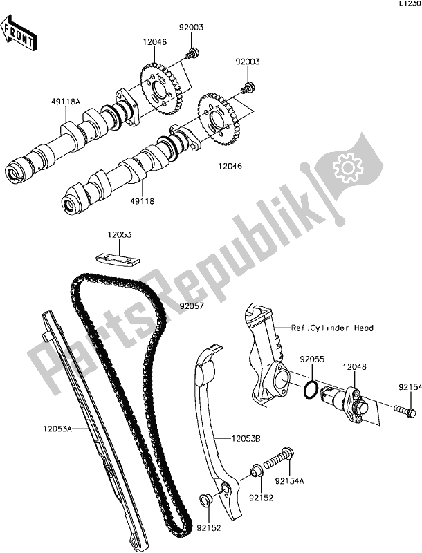 Alle onderdelen voor de B-9 Camshaft(s)/tensioner van de Kawasaki KLE 650 Versys 650L Lams 2017