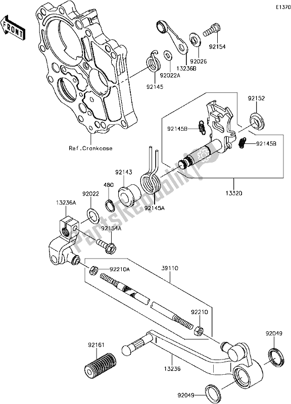 Alle onderdelen voor de C-3 Gear Change Mechanism van de Kawasaki KLE 650 Versys 650L Lams 2017