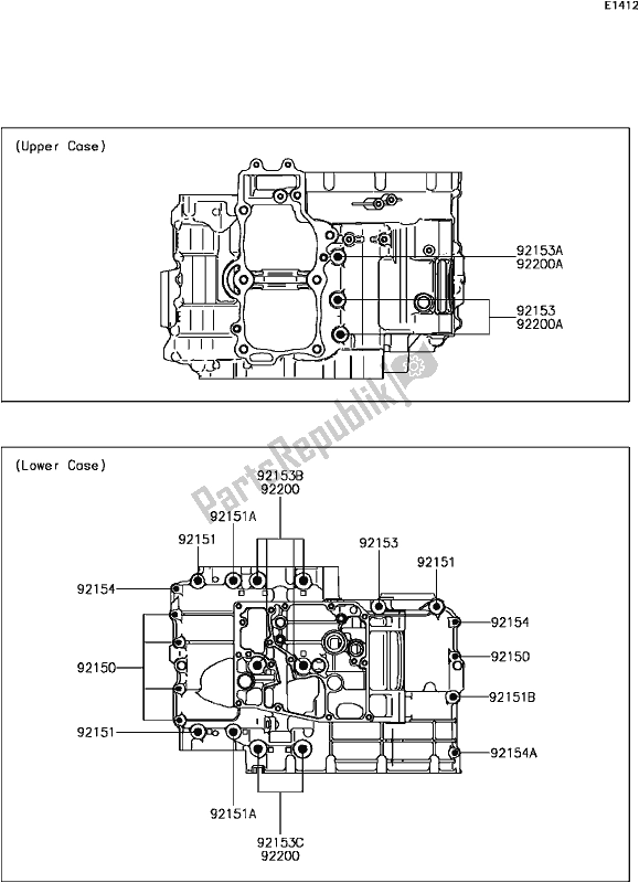 All parts for the C-6 Crankcase Bolt Pattern of the Kawasaki KLE 650 Versys 650L Lams 2017