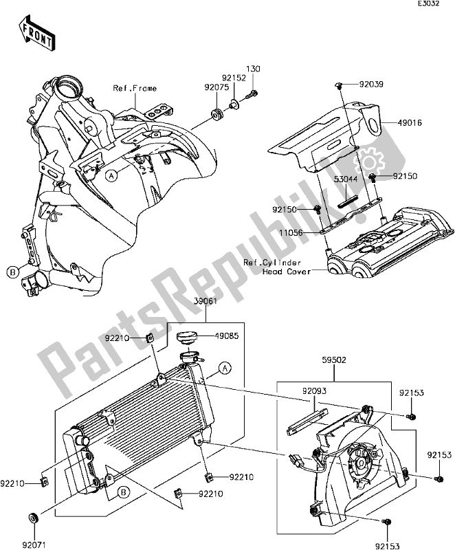 Todas las partes para D-5 Radiator de Kawasaki KLE 650 Versys 650L Lams 2017