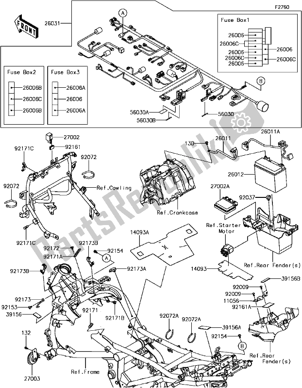 Wszystkie części do G-8 Chassis Electrical Equipment Kawasaki KLE 650 Versys 650L Lams 2017