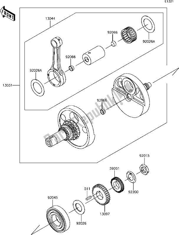 All parts for the B-10crankshaft of the Kawasaki KLR 650 2017