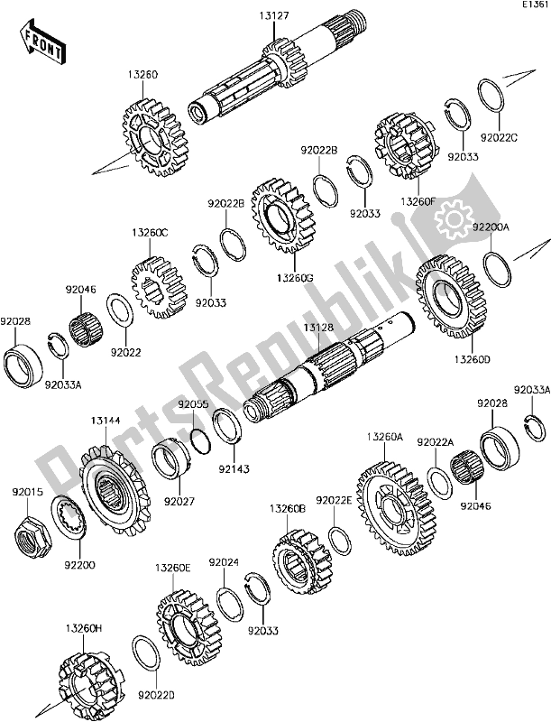 Alle onderdelen voor de B-13transmission van de Kawasaki KLR 650 2017