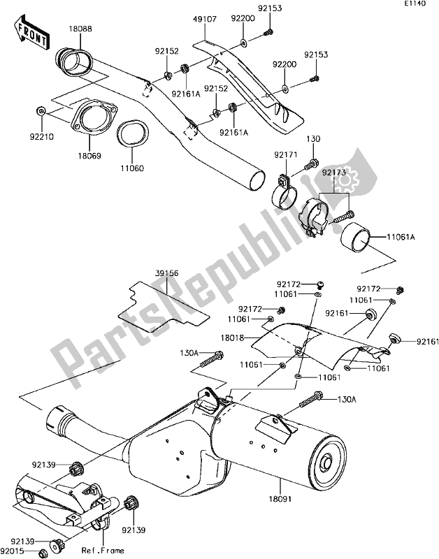 Alle onderdelen voor de B-7 Muffler(s) van de Kawasaki KLR 650 2017