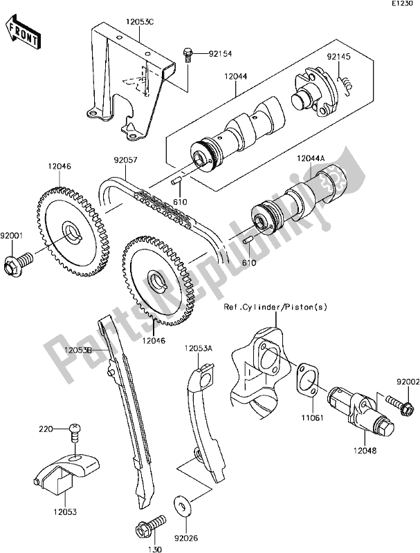 Alle onderdelen voor de B-9 Camshaft(s)/tensioner van de Kawasaki KLR 650 2017