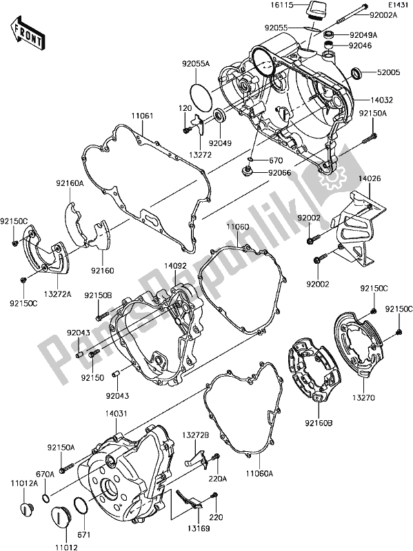 Alle onderdelen voor de C-5 Engine Cover(s) van de Kawasaki KLR 650 2017