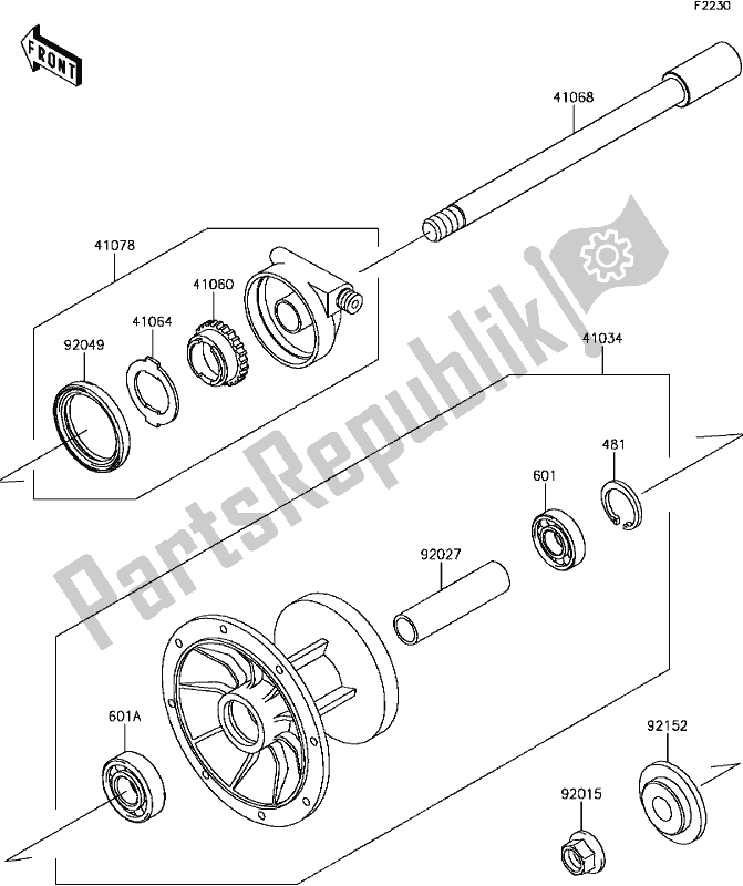 Alle onderdelen voor de D-12front Hub van de Kawasaki KLR 650 2017