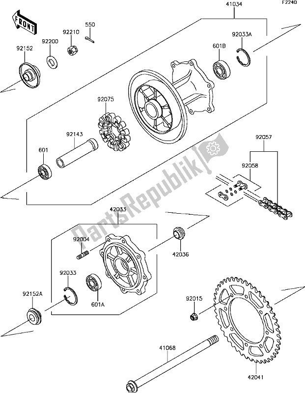 Wszystkie części do D-13rear Hub Kawasaki KLR 650 2017