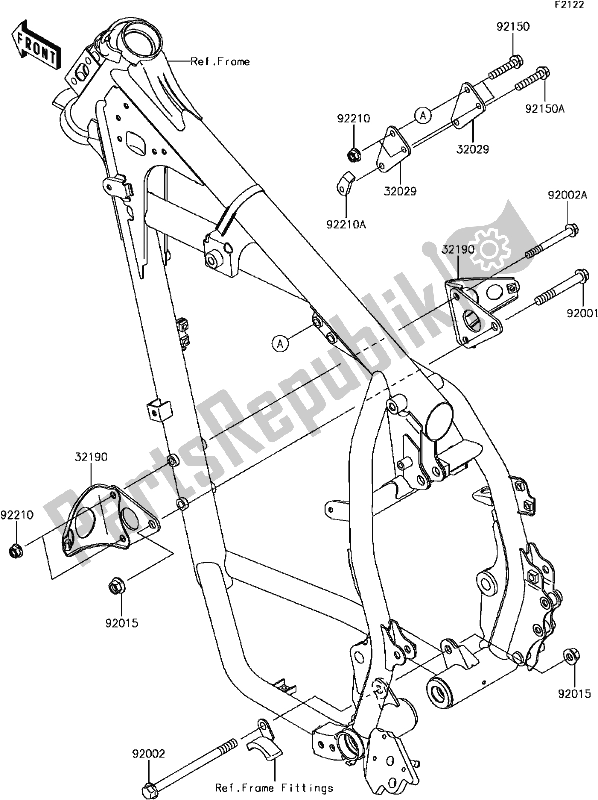 Todas as partes de D-4 Engine Mount do Kawasaki KLR 650 2017