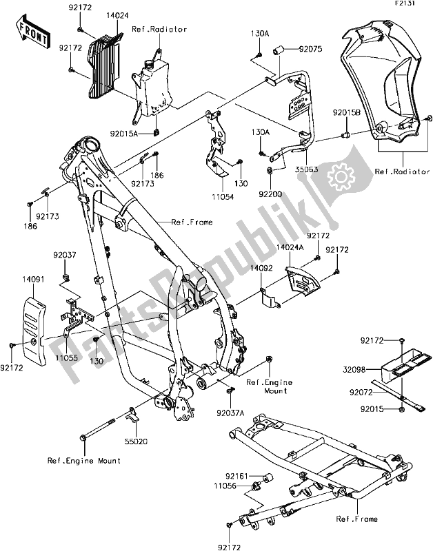 Alle onderdelen voor de D-5 Frame Fittings van de Kawasaki KLR 650 2017