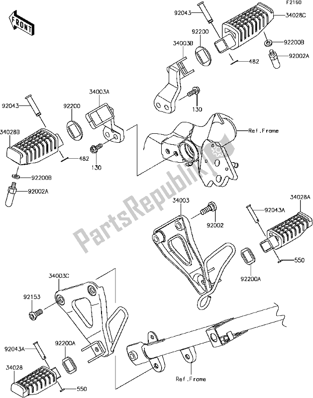 All parts for the D-8 Footrests of the Kawasaki KLR 650 2017