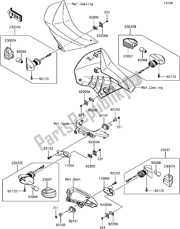 All parts for the F-5 Turn Signals of the Kawasaki KLR 650 2017