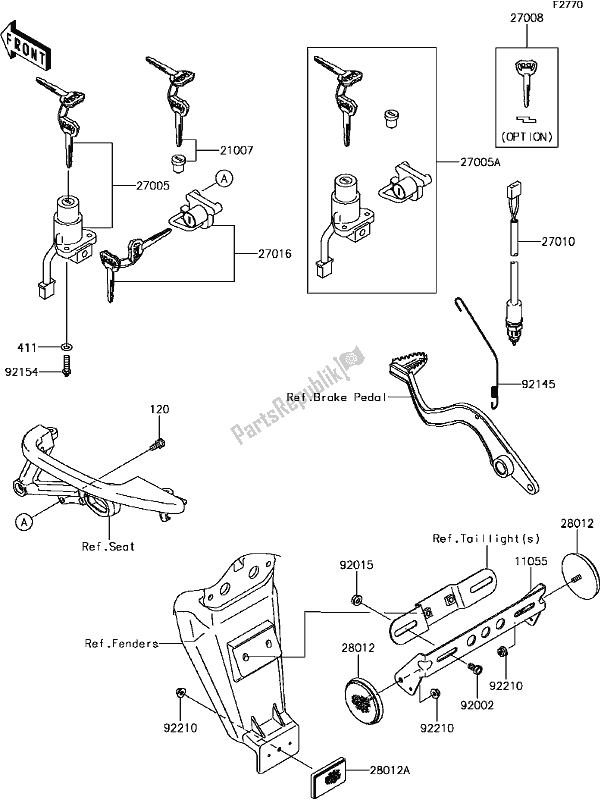 Alle onderdelen voor de F-7 Ignition Switch van de Kawasaki KLR 650 2017