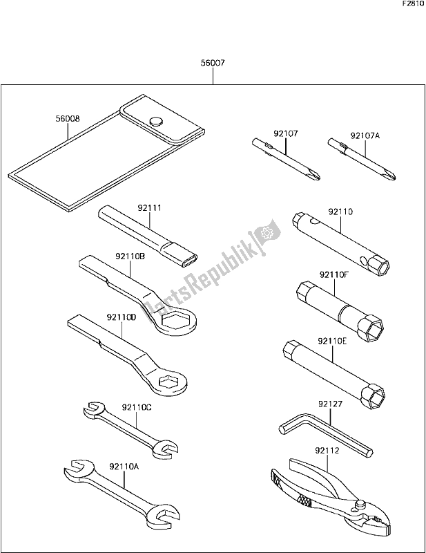 Alle onderdelen voor de F-8 Owner's Tools van de Kawasaki KLR 650 2017