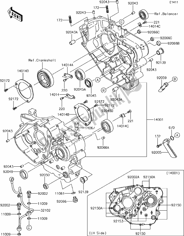 All parts for the 14 Crankcase of the Kawasaki KLR 650 2018