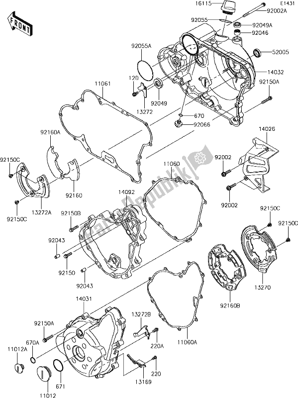 All parts for the 15 Engine Cover(s) of the Kawasaki KLR 650 2018
