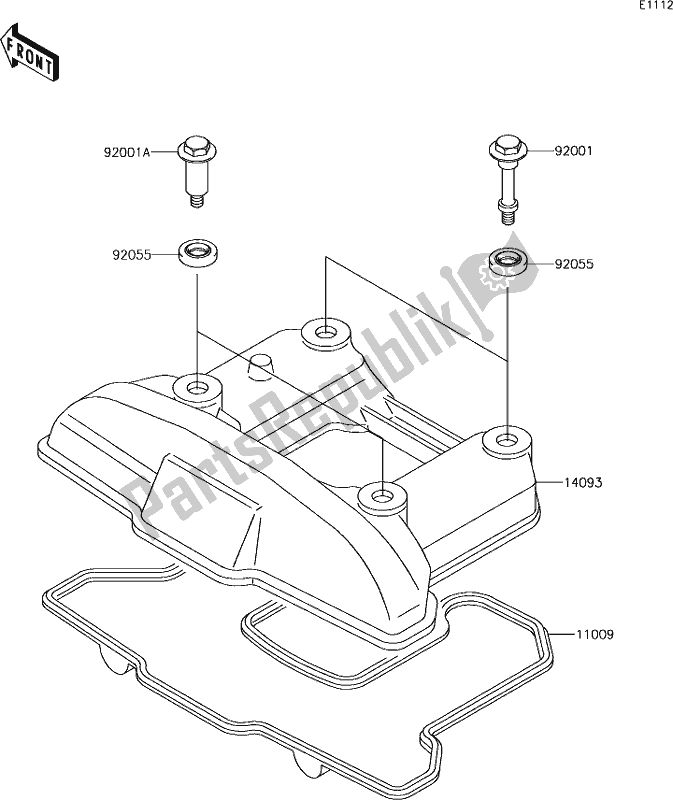 All parts for the 2 Cylinder Head Cover of the Kawasaki KLR 650 2018