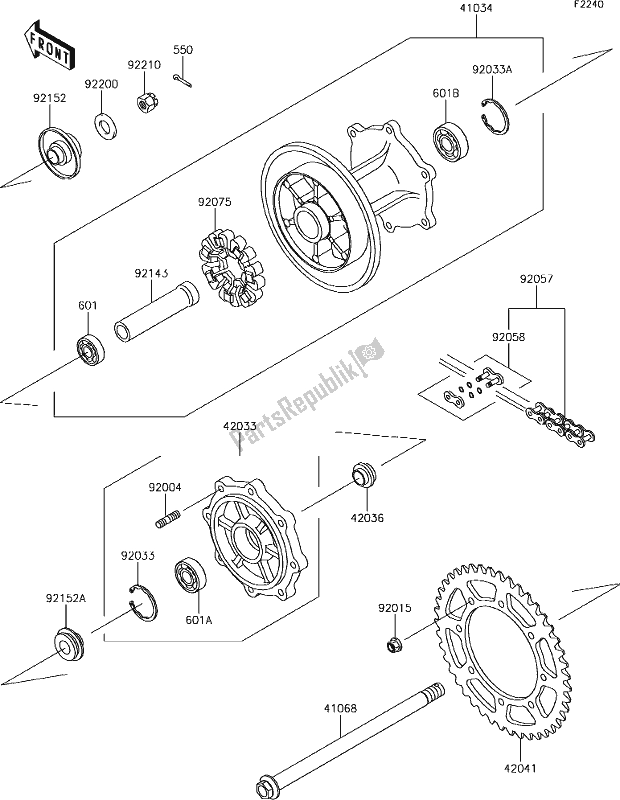 Tutte le parti per il 33 Rear Hub del Kawasaki KLR 650 2018