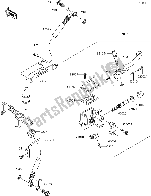 All parts for the 36 Front Master Cylinder of the Kawasaki KLR 650 2018
