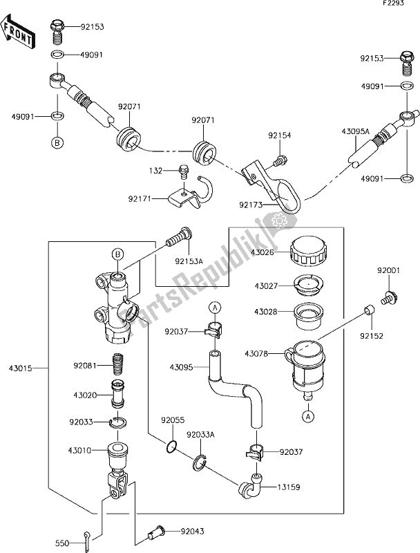 All parts for the 38 Rear Master Cylinder of the Kawasaki KLR 650 2018