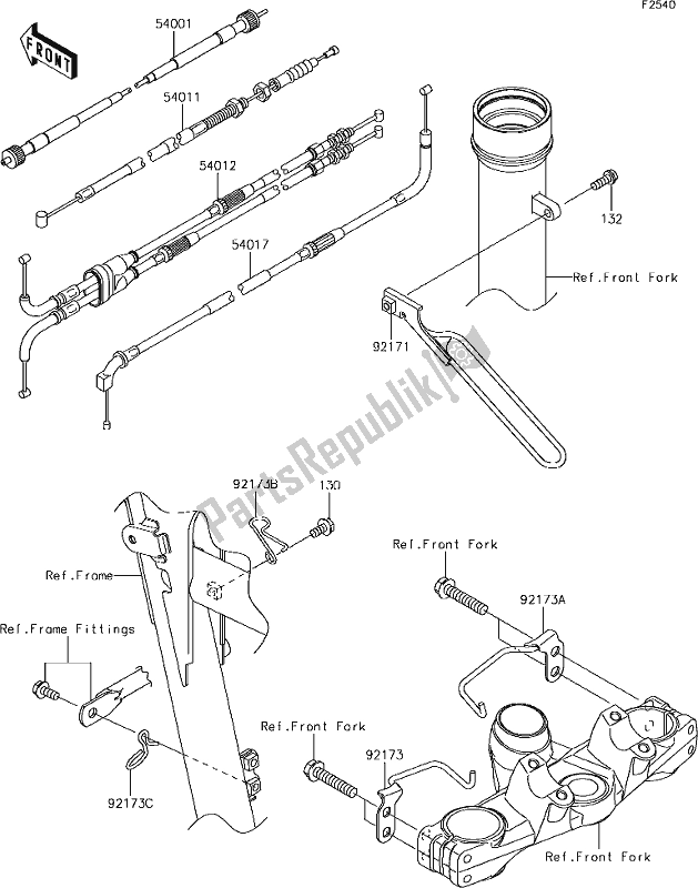 Tutte le parti per il 45 Cables del Kawasaki KLR 650 2018