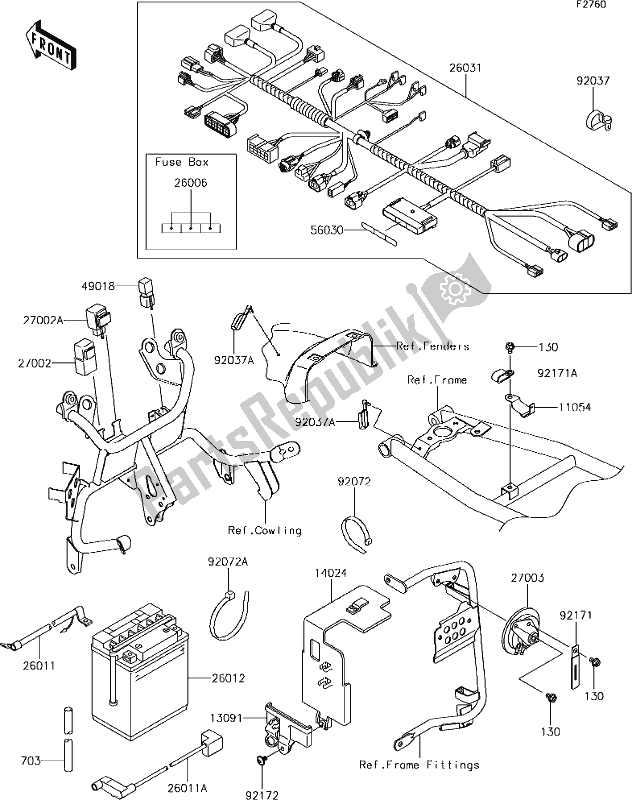 All parts for the 50 Chassis Electrical Equipment of the Kawasaki KLR 650 2018