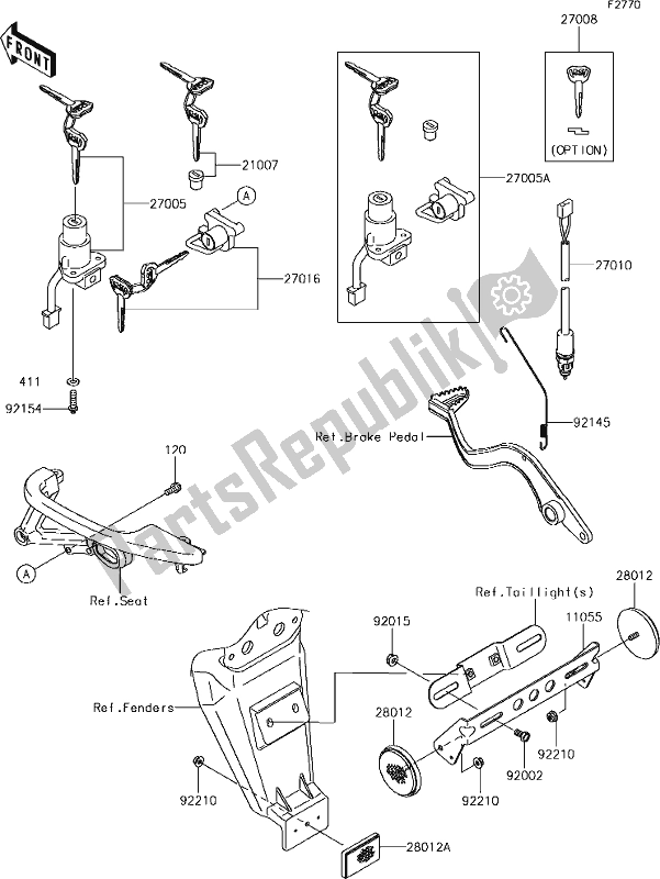 All parts for the 51 Ignition Switch of the Kawasaki KLR 650 2018