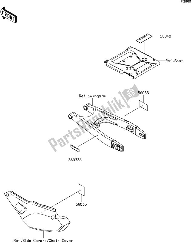 All parts for the 53 Labels of the Kawasaki KLR 650 2018