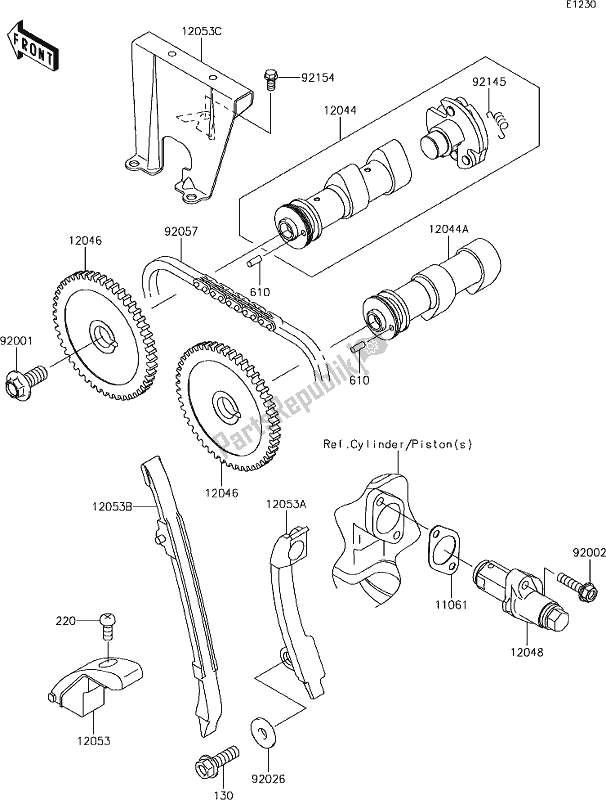 All parts for the 7 Camshaft(s)/tensioner of the Kawasaki KLR 650 2018