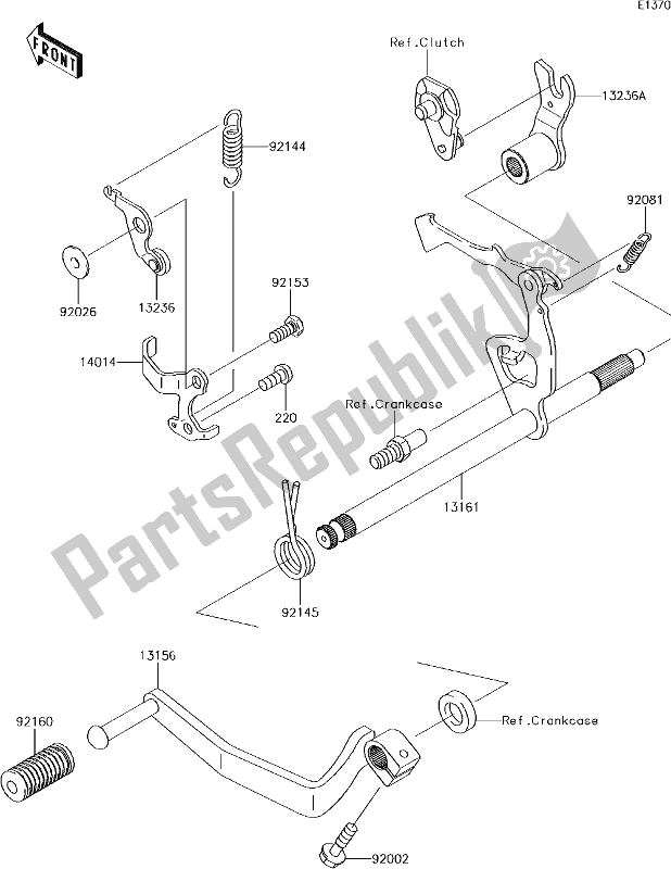 All parts for the 12 Gear Change Mechanism of the Kawasaki KLX 110 2017