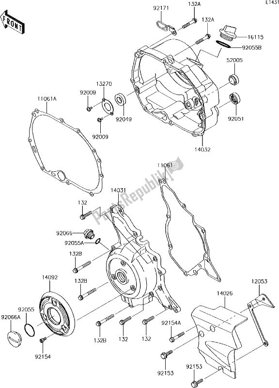 Todas as partes de 14 Engine Cover(s) do Kawasaki KLX 110 2017