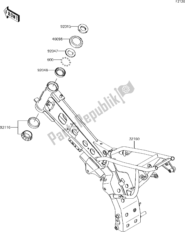 Alle onderdelen voor de 20 Frame van de Kawasaki KLX 110 2017