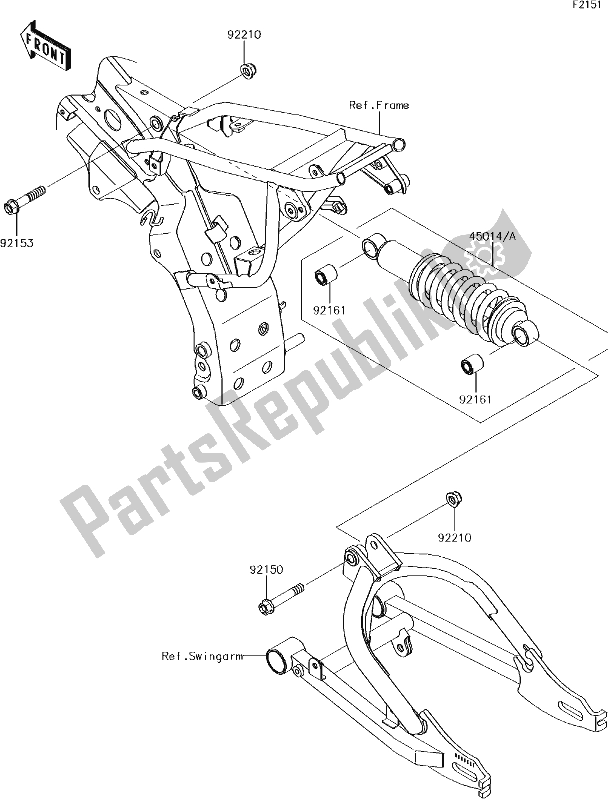 Alle onderdelen voor de 23 Suspension/shock Absorber van de Kawasaki KLX 110 2017