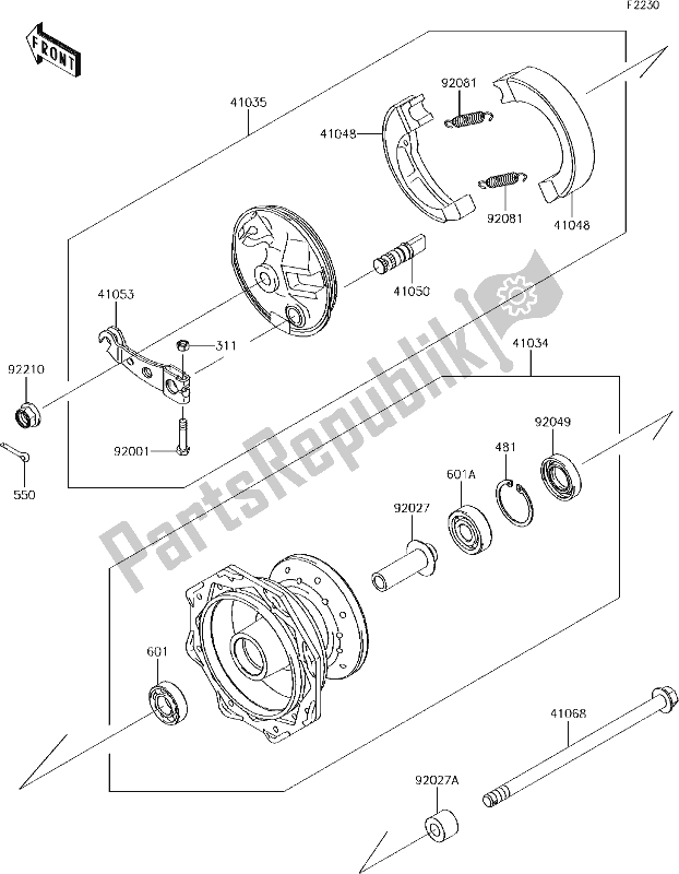 Todas as partes de 28 Front Hub do Kawasaki KLX 110 2017