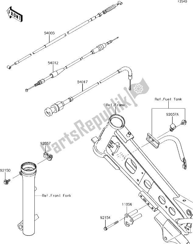 Alle onderdelen voor de 34 Cables van de Kawasaki KLX 110 2017