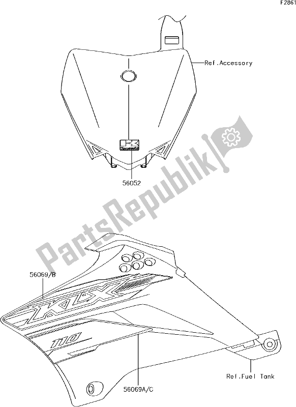 Alle onderdelen voor de 40 Decals(cff) van de Kawasaki KLX 110 2017