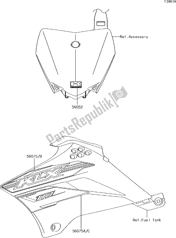 All parts for the 41 Decals(cgf) of the Kawasaki KLX 110 2017