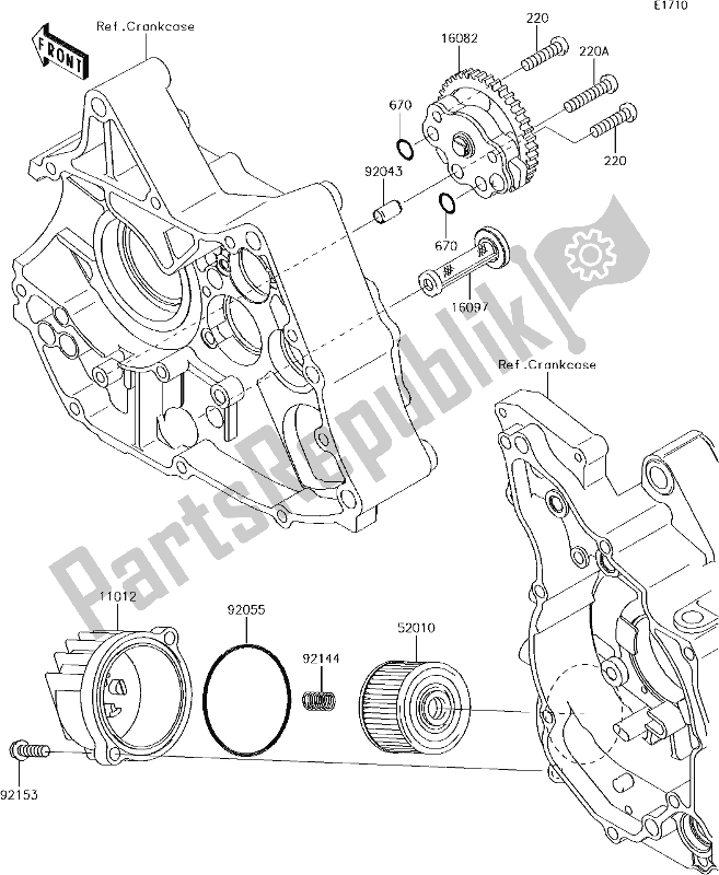 All parts for the 16 Oil Pump of the Kawasaki KLX 110 2018