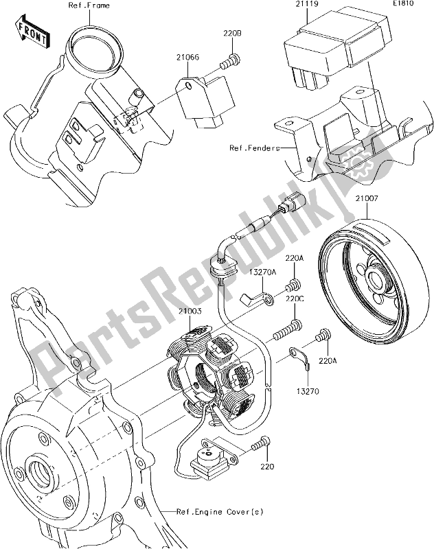 All parts for the 17 Generator of the Kawasaki KLX 110 2018