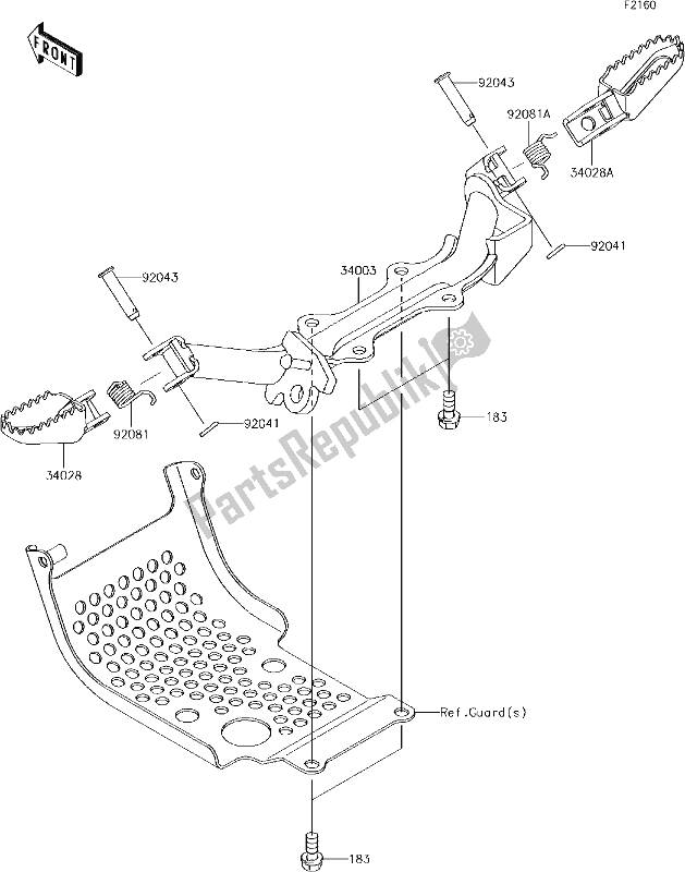 All parts for the 24 Footrests of the Kawasaki KLX 110 2018